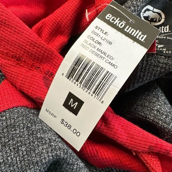 NWT Ecko Unlimited Men's Red and Gray Theal Long Sleeve Hoodie - Size Medium - Picture 5 of 7